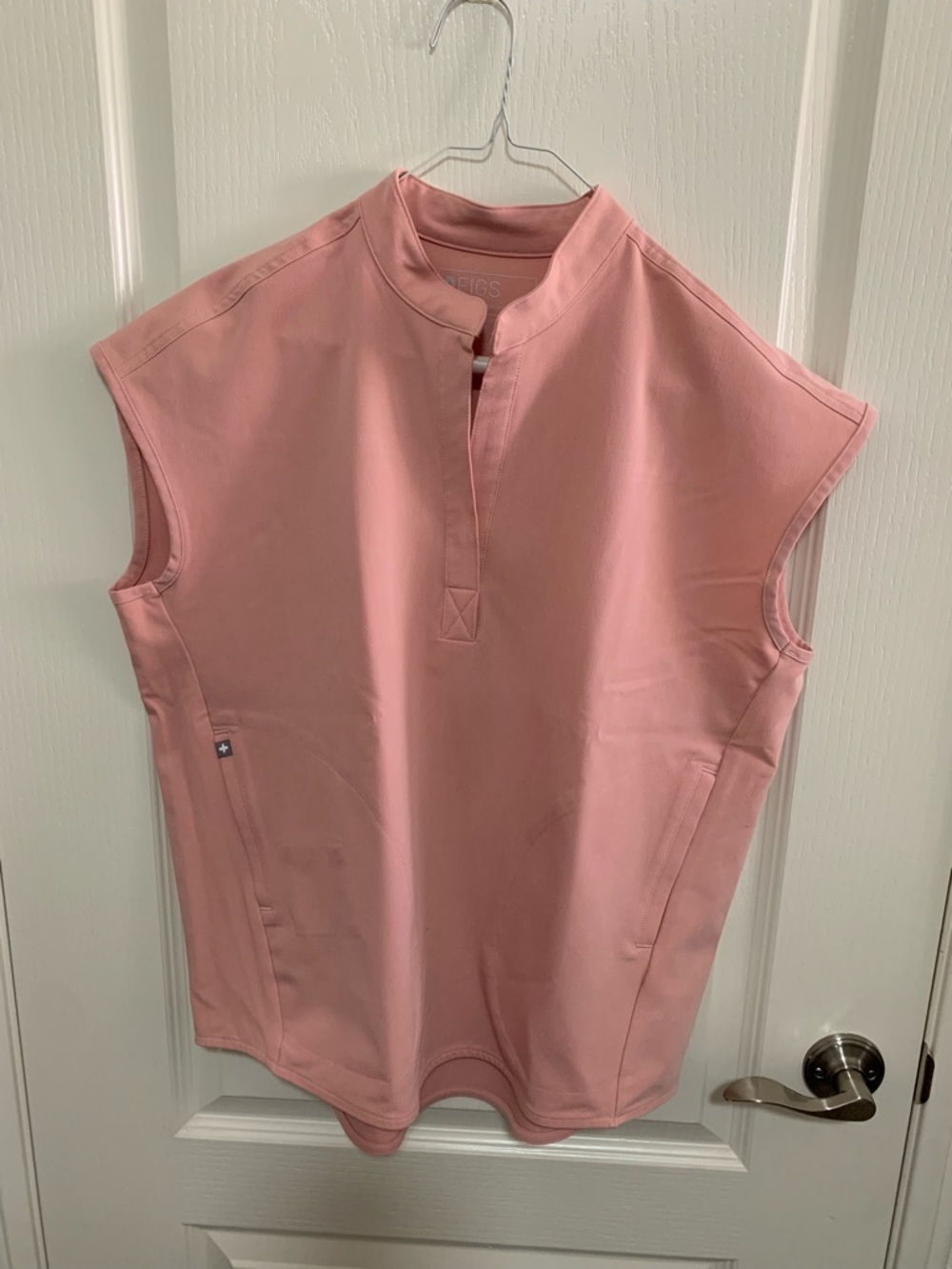 Figs Dusty Pink Sleeveless Mock-Collar Tank